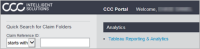 CCC Portal screen showing the Tableau Reporting & Anaytics link.