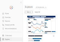 Explorer section of Tableau with All Workbooks selected.