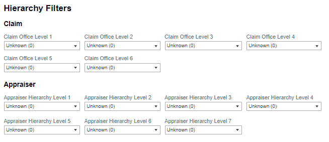 Hierarchy Filter with Claim Office and Appraisrs filter options