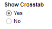 Show Cross Tab with radio buttons that show Yes and No, showing Yes selected.