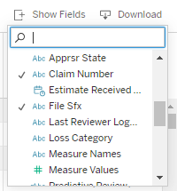Show Fields dropdown with only Selected fields checked as selected.