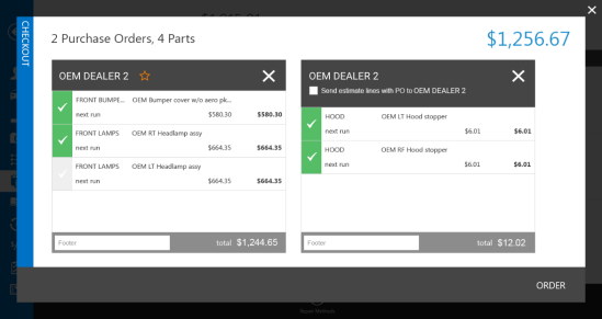 Checkout screen
