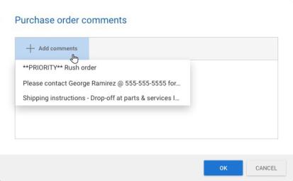 Add Purchase order comments 