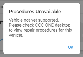 Procedures Unavailable popup
