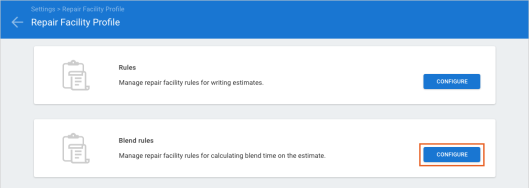 Insurance Company Settings Blend Rules Configure settings.