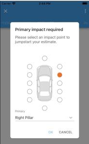 RF Mobile Primary Impact required prompt.