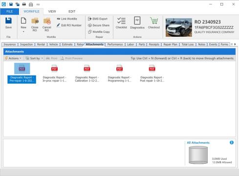 Attachments tab showing the new namign convention for the attachments.