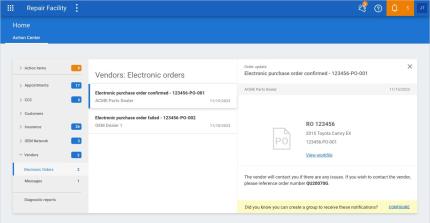 Electronic order message indicates to contact vendor if there are any issues. And use the listed reference number.