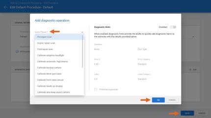 Add diagnostics operation popup