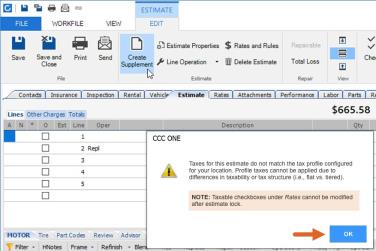 Popup showing the OK option.