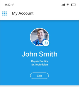 Screenshot of the My Account screen.
