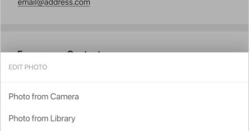 Screenshot of the Edit Photo options on the My Account screen.