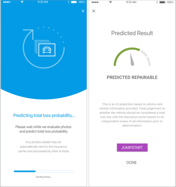 Screenshot of the Predicting total loss probability and Predicted Result screens.