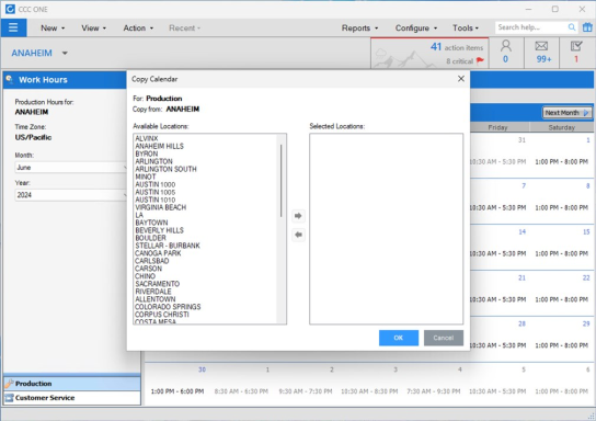 Screenshot of the Copy Calendar window.