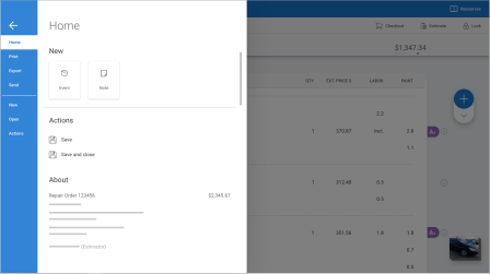 Screenshot of the Home Menu in a Workfile.