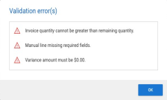 Screenshot of the Validation errors window.