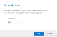 Screenshot of the Set work hours prompt.