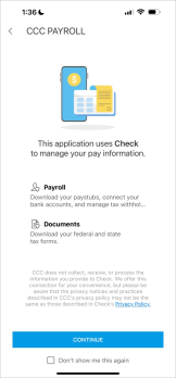 Screenshot of the CCC PAYROLL beginning screen to download documents.
