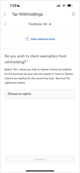 Screenshot of the Tax Withholdings screen.