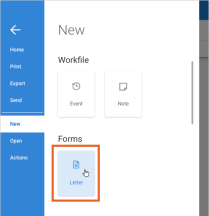 Menu, New option with Letter highlighted