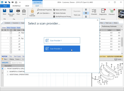 Screenshot of the Select a scan provider window.