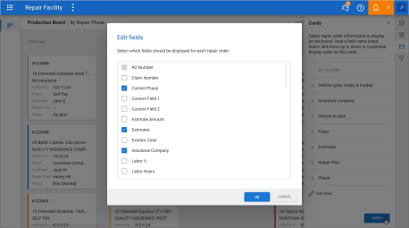 Screenshot of the Edit fields window.