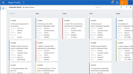 Screenshot of the Production Board.