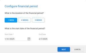 Configure financial period
